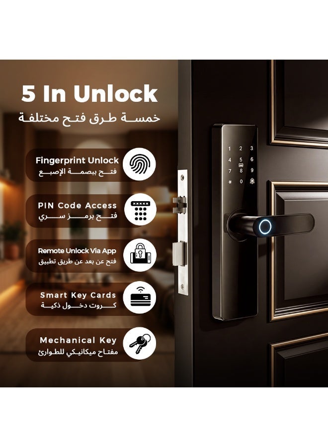 كويك قفل باب ذكي ببصمة الاصبع الدخول بدون مفتاح مع مقبض الكتروني برمز مع لوحة مفاتيح - Image 2